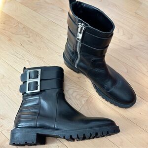 ZARA Leather Moto Boots